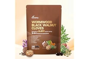VIVONU 18-in-1 Black Walnut Wormwood Cleanse for Humans, 80 Day Supply, 6600mg Serving, Rapid Gut Cleanse & Digestive Health with Clove, Garlic, Turmeric, Pumpkin Seed, Oregano, Berberine & More 240 Softgels