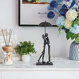 Sziqiqi Iron Anniversary Couple Figurines Umbrella Heart Base view 3