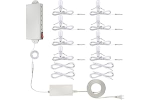 Meonum Christmas Village Light System Set Accessory Cord with 8 LED Light Bulbs Compatible with Department 56 Christmas Building and Accessory Craft Village House Lighting System, Blow Mold Light