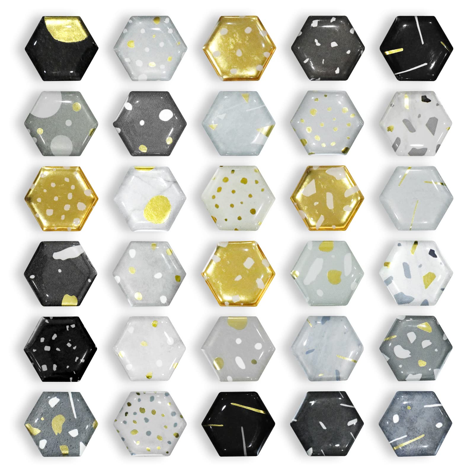 30 PCS Refrigerator Magnet - Cute Funny Fridge Magnet - Classroom and Office Whiteboard Magnet - Decorate Mood Magnets for Lockers - Gifts for Women, Men and Kids (Glod-Hexagon)