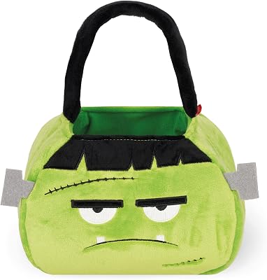 - Bolsa para Truco o Trato Halloween, Frankenstein, para Caramelos, de Tela Suave Plegable, con asa, 20 x 35 x 3 cm