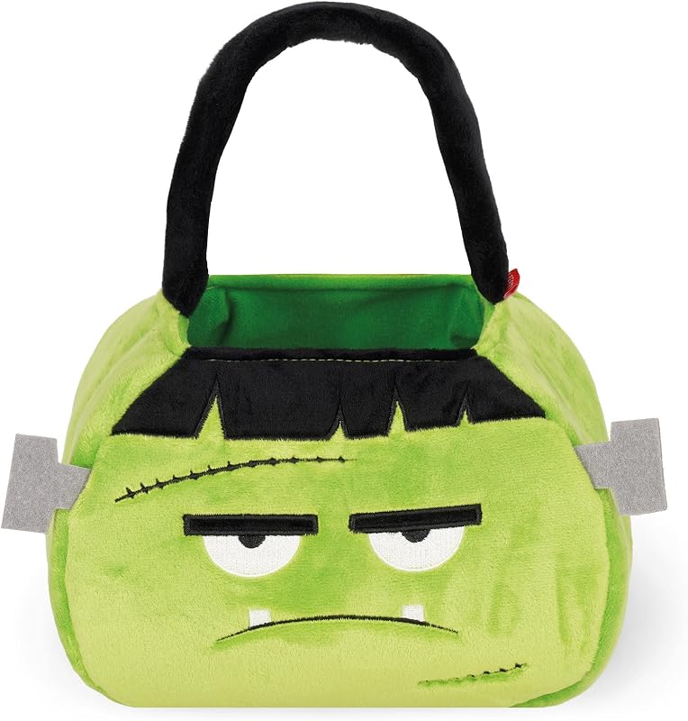 - Saco de Halloween para Doces ou Travessuras, Frankenstein, para doces, tecido dobrável macio, com pega, 20 x 35 x 3 cm