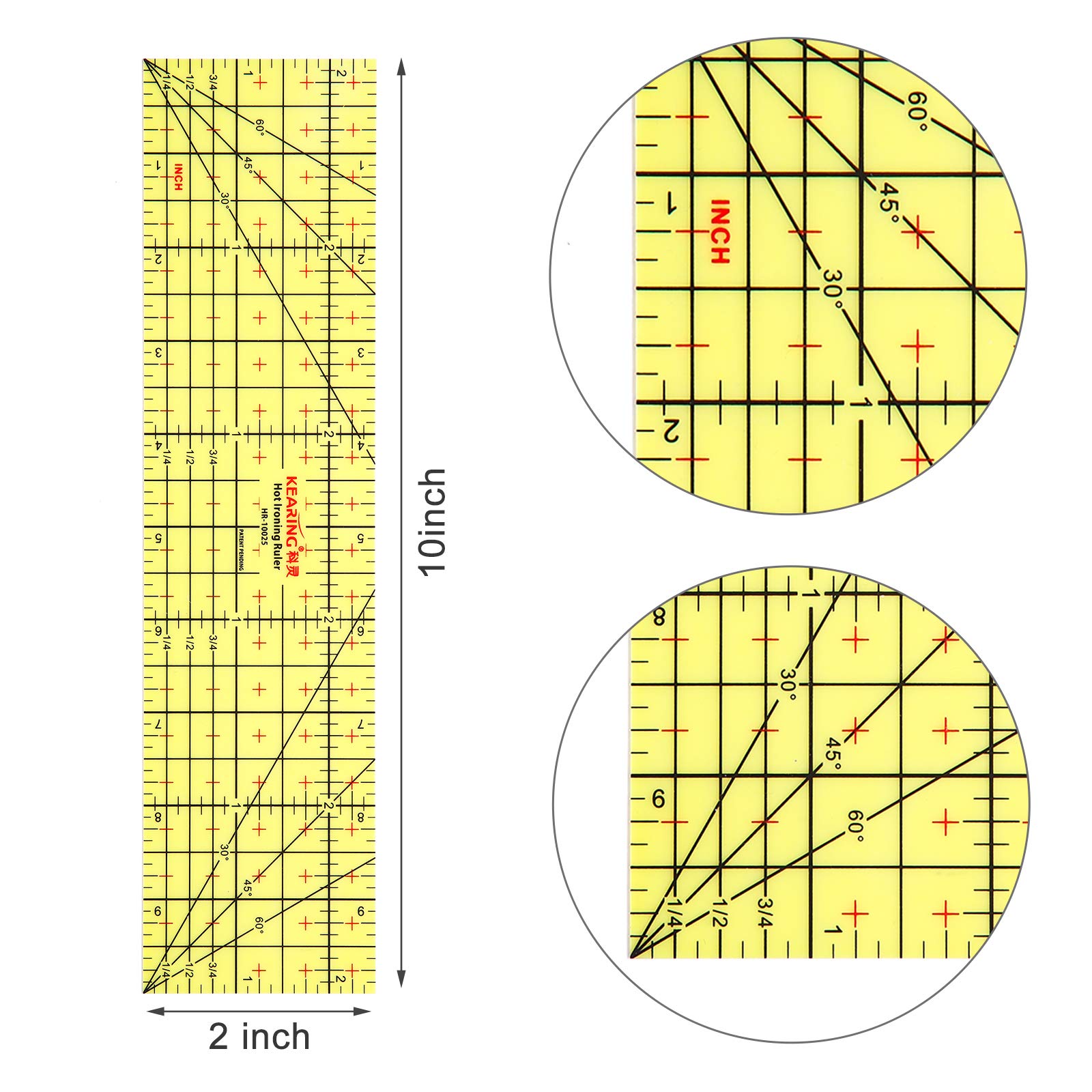 Hot Ironing Ruler, Heat Resistant Hemmer Ruler Sewing Tools Measuring Handmade Tool for Electric Iron Home Work, 10 Inches(2.5 x 10 Inch)