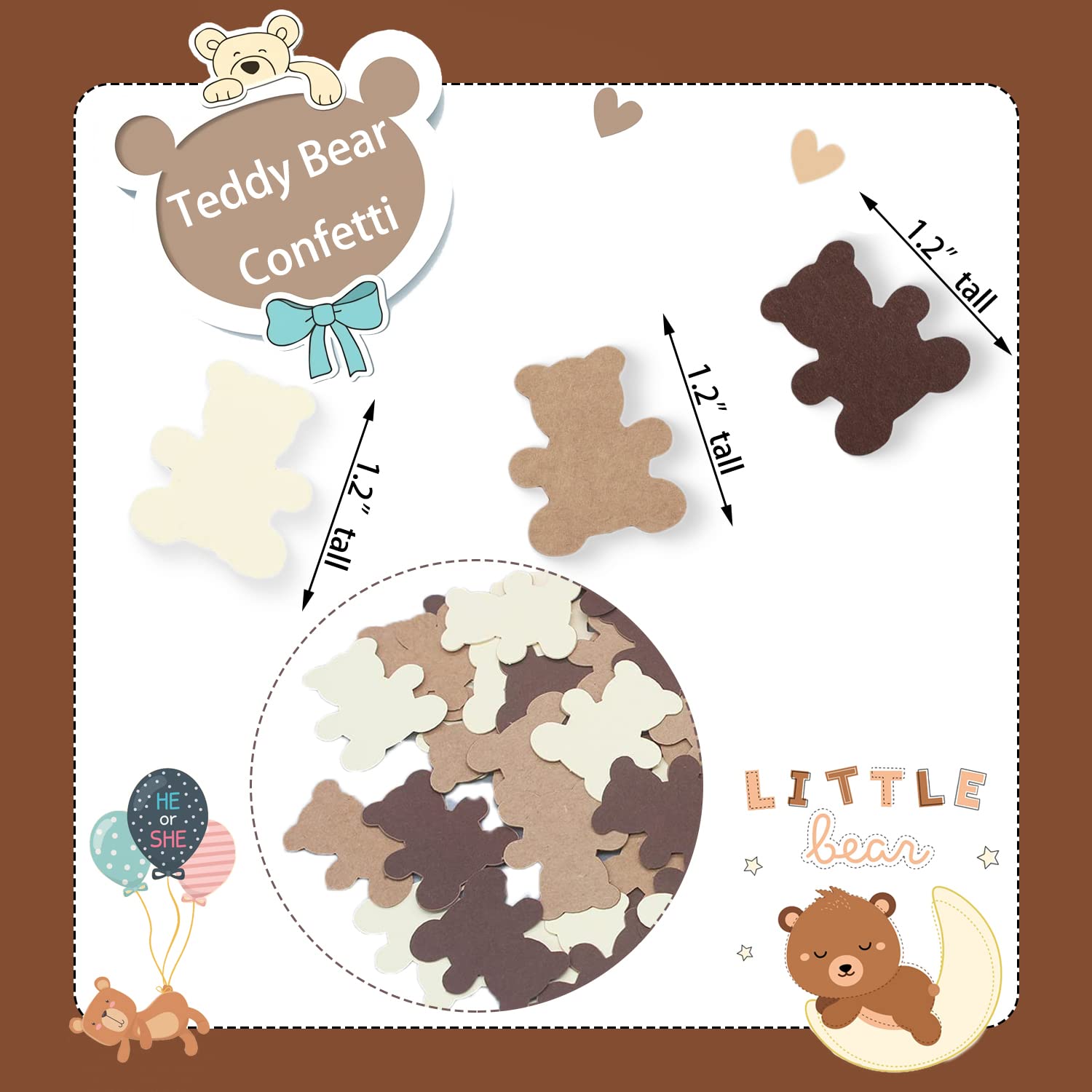 300PCS Cream Brown Teddy Bear Baby Shower Table Confetti Sprinkles Scatter, We Can Bearly Wait Baby Shower Decorations, Boy Girl First Birthday Nuetral Rustic Party Décor