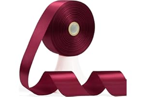 Apeseek 60 Yards Wine Red Satin Ribbon 1-1/2 Inch, Solid Burgundy Polyester Fabric Ribbon for Gift Wrapping, Crafts, Flower Bouquet, Wedding, Festival, Christmas, Halloween