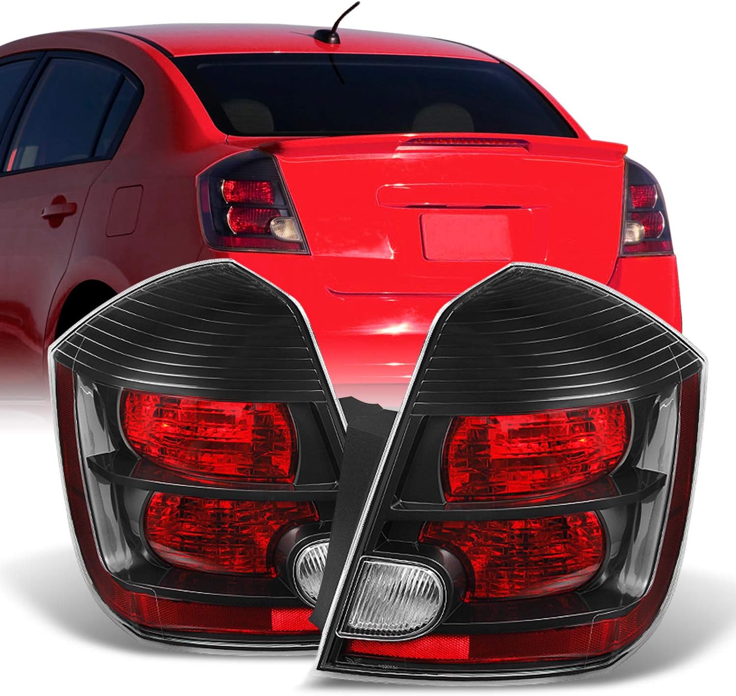 Amazon Com For Nissan Sentra Base S Sl Sr Se R Model Black Tail Light Brake Lamp Replacement Left Right Automotive