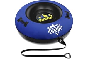 Raxurt Heavy Duty Snow Tube with Premium Canvas Cover for Kids and Adults, 48'' Inflatable Snow Sled Made by Thickened Bottom, Sledding Winter Outdoor Fun Toys for Children Boys Girls