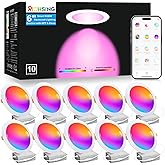 RICHSING 10 Pack 6 Inch LED Recessed Light 16W RGBCW Recessed Ceiling Lights Dimmable by Alexa & APP, 2700K-6000K 1350LM Recessed Lighting with Junction Box,16 Million Colors, DIY Scenes, 23 Modes