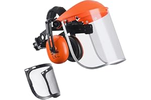 GUARDLEAD Mesh face Shield and Ear Muffs 2 in 1 Protection System, Mesh & Clear Visor
