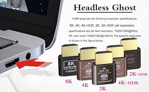 FUERAN Dummy Plug fit-Headless Display Emulator 10 Packs DDC EDID