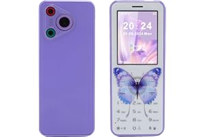 Wisoqu Téléphone portable 2G pour étudiants, double SIM double veille, écran couleur HD 2,4", fin, motif papillon, lampe de p
