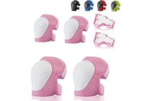 BURSUN Kids Protective Gear Set with Wrist Guards 3 in 1 Knee Elbow Pads for Cycling Skating Bike Rollerblading Scooter, 3-14 Years