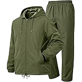 UIQUR Mens Rain Suit Waterproof Rain Jacket with Rain Pants 2 Pieces Lightweight Packable Raincoat with Hood Running Cycling