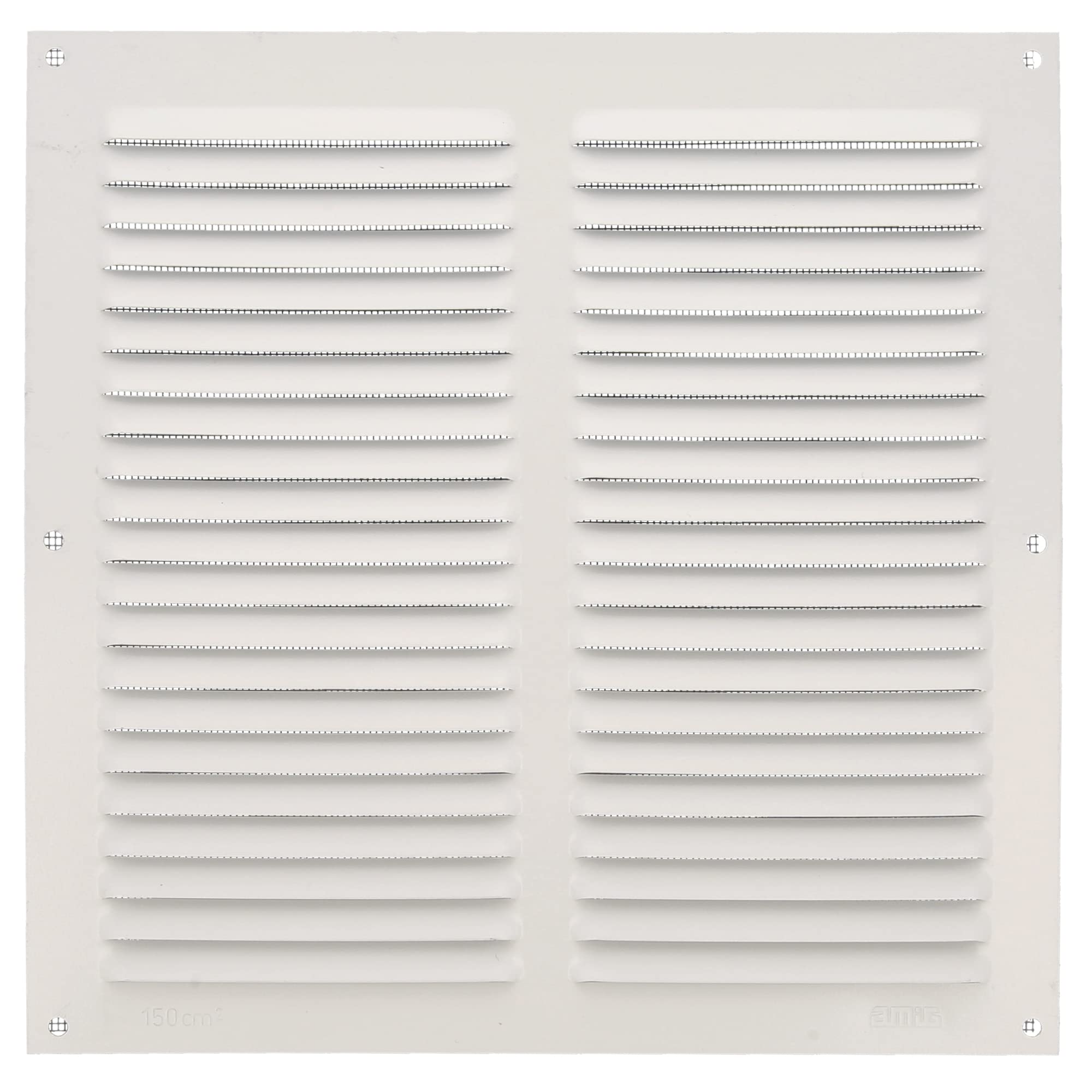 Amig - Square Aluminium Grille with Mosquito Net - Vents for Air Outlet - Ideal for Kitchen and Bathroom Ceiling - Dimensions: 250 x 250 mm - Colour: White