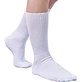 Y2Y2 Extra Wide Diabetic Socks, Non-Binding Edema Non Slip Hospital Socks, Shoe Size 7-12, 2 Pairs White