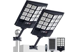 Solar Street Lights Outdoor Waterproof, 8500K Solar Powered Lights Outdoor LED Flood Lamp, Dusk to Dawn Motion Sensor and Rem