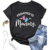 COLORFUL BLING Pregnancy Announcement Shirt for Women Maternity Mama Tshirts Funny New Baby Mom Graphic Tee