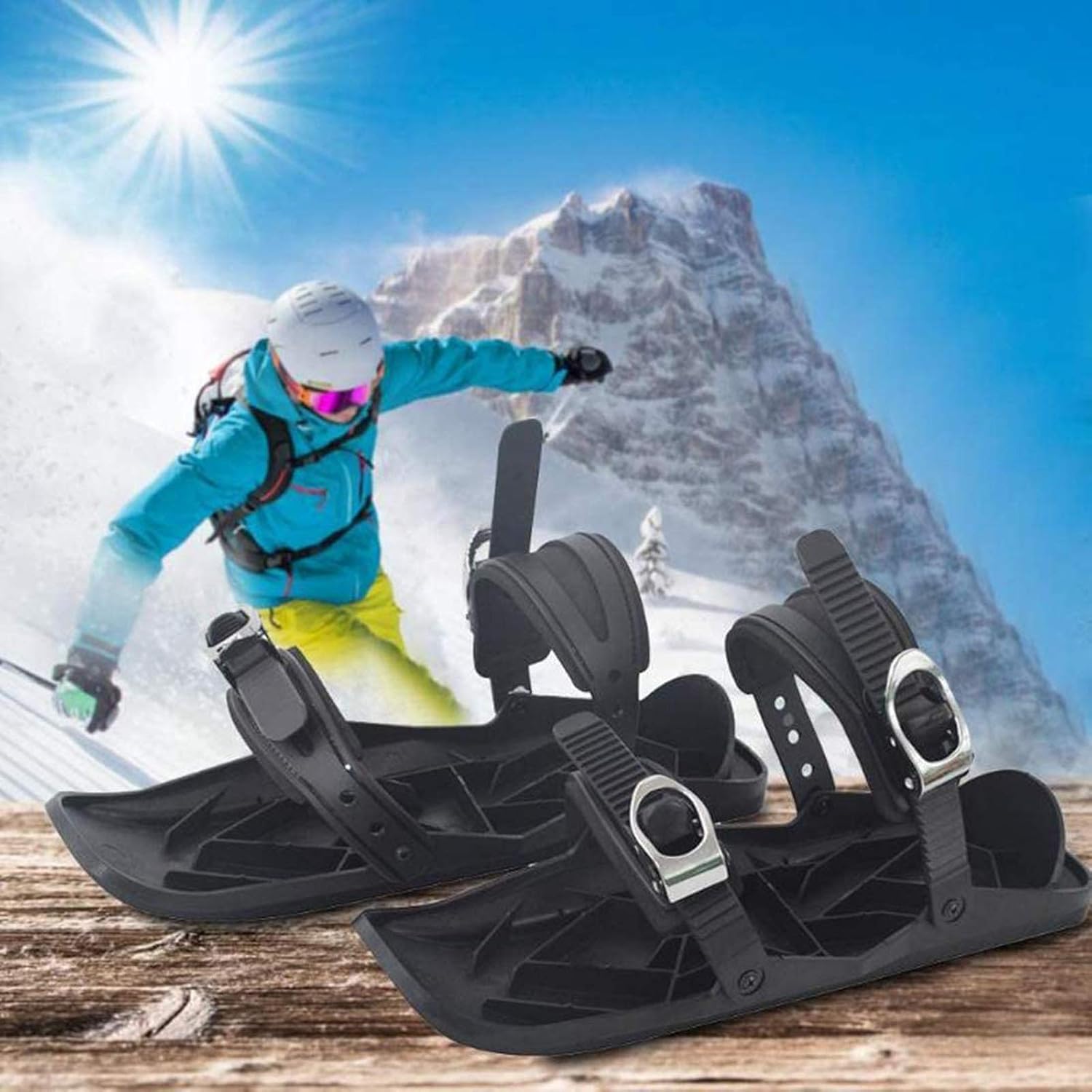 Mini Ski Skates for Snow The Short Skiboard Snowblades, Adjustable Ski