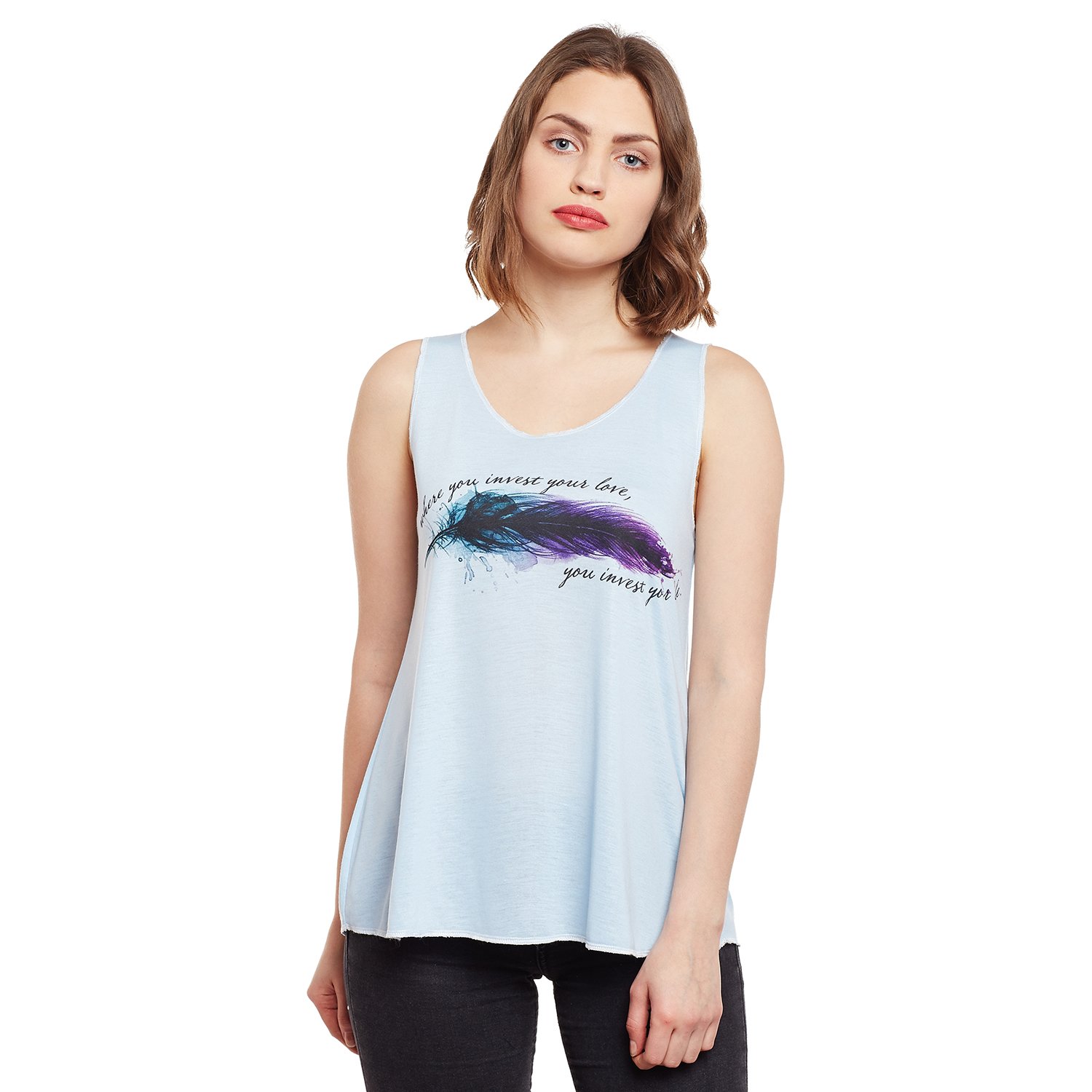 vimal printed pink and blue tank tops for women(pack of 2)