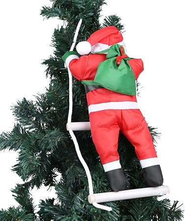 Albero Di Natale A Parete Amazon.Decorazione Natalizia Con Babbo Natale Che Si Arrampica Sulla Scala Di Corda Per Albero Di Natale Esterni Ornamento Da Appendere Per Feste Natalizie Decorazione Di Casa Porta E Parete Amazon It Casa E