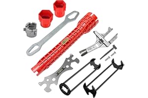 6PCS Basin Wrench Set, 8-in-1 Sink Faucet Bathroom Installation Tool Kit, Adjustable Wrench with Wide Jaw Short Shank 6-75mm,