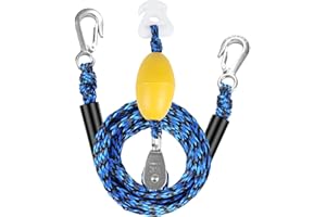 PERIXIR Heavy Duty Boat Tow Harness for Tubing, Water Sports Tow Rope for Boat Towables & Tubes, Self Centering Tow Harness Line with Clip Quick Connector & Stainless Steel Hooks