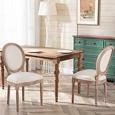 Virabit French Country Dining Chairs Set of 2, Vintage Louis Chairs with Curved Backrest and Beautifully Carved Solid Wood Fr