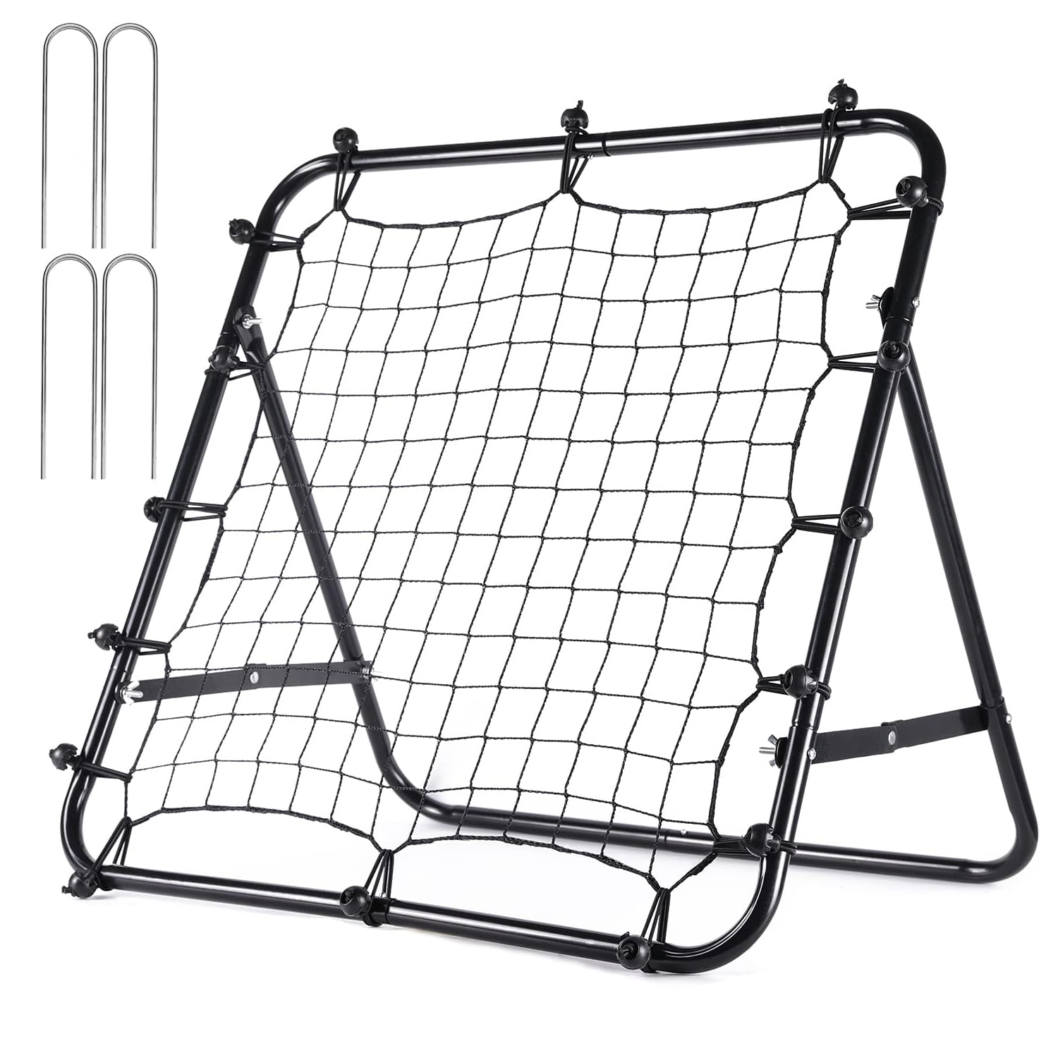 Football Rebounder - Football Training Equipment, Adjustable Soccer Rebound Net with Steel Frame, Portable Folding Trainer Practice, Outdoor Garden Backyard Sports Gift for Kids & Adult