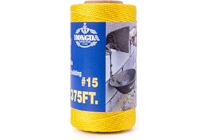 HONGDA Twisted Nylon String, #15 x 375FT Mason Line String, Nylon Twine for Masonry Job, Trot Line, Decoy Line, Net Making and Mending, Workshop, Crafts, Gardening Yellow