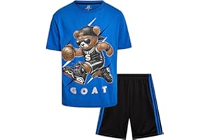 Pro Athlete Active Boys Short Sets - 2 Piece Performance Crewneck Short Sleeve T-Shirt and Shorts Boys Athletic Sets (8-16)