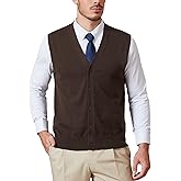 Kallspin Men’s Button Down Sweater Vest Lightweight Knitted Pure Cotton V-Neck Sleeveless Cardigans