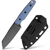 Vosteed EDC Fixed Blade Knives - 3.99’’ Nitro-V Sheepsfoot Blade with Sheath, Full-Tang Blue Micarta Handle - Outdoor Camping Hunting Knife - Mink D0104