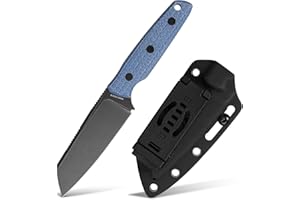 Vosteed EDC Fixed Blade Knives - 3.99’’ Nitro-V Sheepsfoot Blade with Sheath, Full-Tang Blue Micarta Handle - Outdoor Camping Hunting Knife - Mink D0104