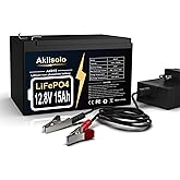 12V 15Ah Lithium Battery LiFePO4 Deep Cycle Battery, Up to 8000+ Cycles Rechargeable Batteries With Charger, 12 Volt Lithium Battery for Fish Finder, Power Wheels, Mobility Scooter, Lighting and More