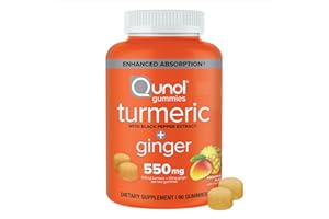 Qunol Turmeric and Ginger with Black Pepper Gummies, Turmeric Curcumin Supplement, Joint Health Support Gummy, 90ct Gummies