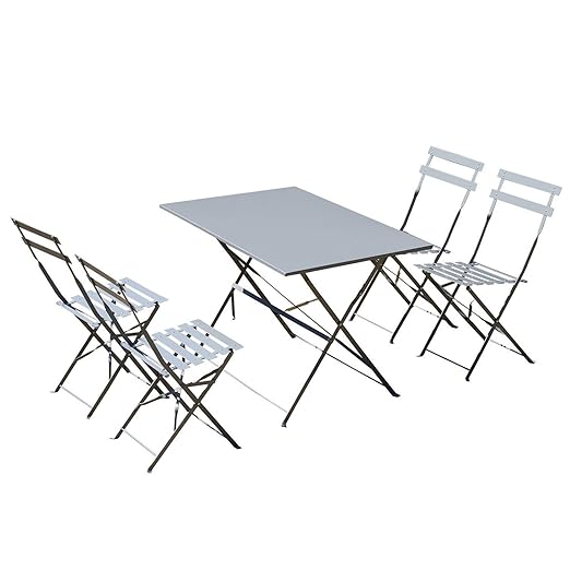 Outsunny Set Tavolo E 4 Sedie Da Giardino 5pz Tavolo Da