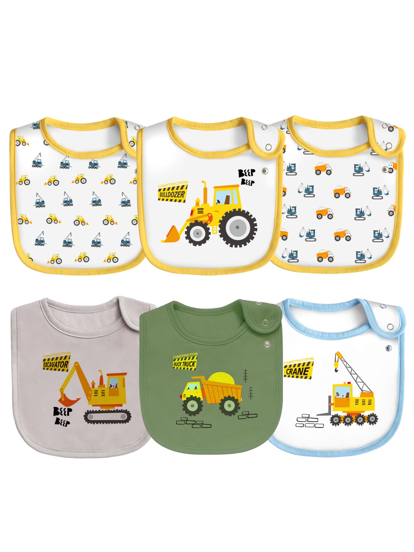 Maiwamita 6 Pack Waterproof Cotton Baby Bibs for Girls Boys for Drooling Eating with Snaps (multi1)
