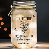 I Love You Mom Gifts From Son Daughter Kids - To My Mom from Son Daughter - Thank You, Heartfelt, Sentimental Gifts for Mother Christmas, Birthday - Glass Decorative Jars - Mason Jar Night Light 14oz