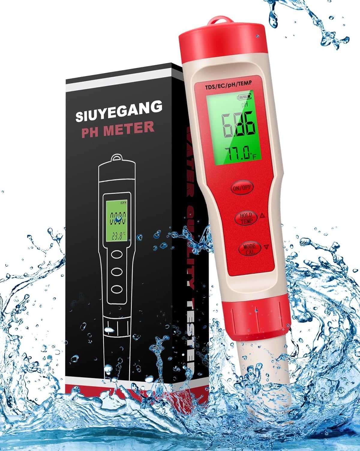 4-in-1 PH Meter, PH Meter for Water, Digital PH