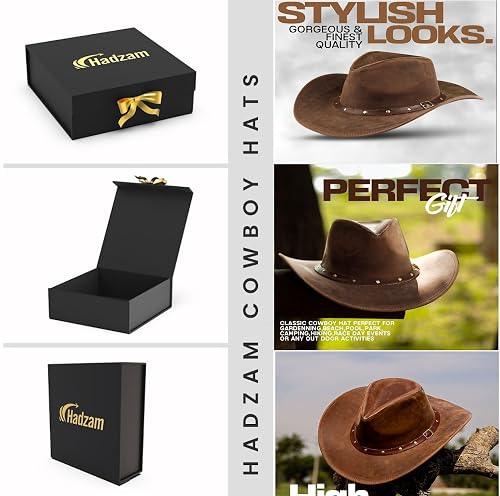 7812 Mmagnetic Gift Box Packed Arthur Morgan Style Leather Cowboy Hat For Men Red Dead Redemption Arthur Morgan Cosplay Prop PU Leather  main image 4