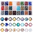 PH PandaHall 2400 pcs 24 Colors Crystal Beads, 4mm Electroplate Glass Beads AB Color Faceted Beads Bicone Beads Faceted Crystal Beads Loose Spacer Beads for Bracelets Necklaces Crafts Jewelry Making