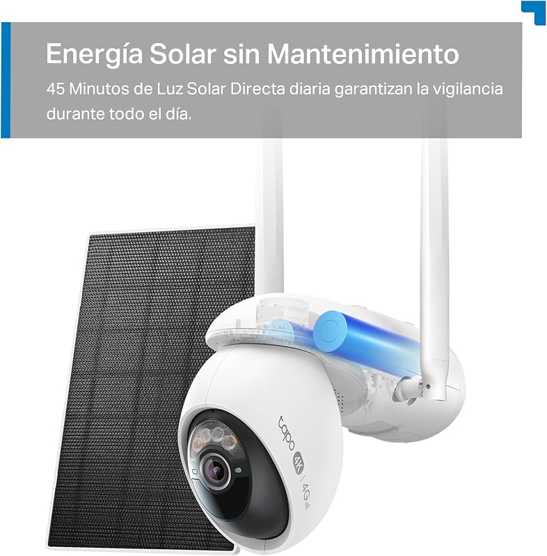 Kit C665G - Câmara de vigilância WiFi exterior 360°, 4G e WiFi, 4K, Solar