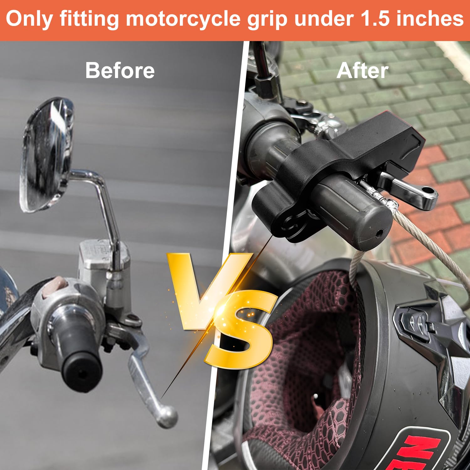 Vofstand Motorcycle Lock - Helmet & Handlebar Anti Theft Lock, Heavy Duty Black