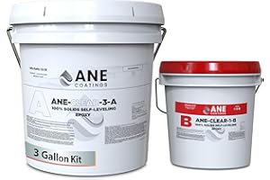 ANE COATINGS Self Leveling Epoxy Resin Kit – ANE Garage Floor Epoxy Kit Spreads Seamlessly. Durable, Industrial Grade Clear Epoxy Resin for Concrete Floors and Countertops - Clear