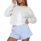 KIGRAD Women Casual Open Front Button Down Cropped Cardigan Sweaters Y2k Crewneck Long Sleeve Fall Knitwear Teen Clothes