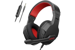 NUBWO U3 Gaming Headset with Microphone, Safe Volume Limited, Kids Headphones for Switch, Super Lightweight, Rich Sound, 3.5mm Jack for NS, PS4, PS5, Xbox, Tablet, iPad Computer, Red