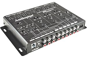 Audiopipe 6-Way Active Crossover (XV-6-V15), Multiplier Switch, Compact, Power LED Indicator, Subwoofer Bass Boost, Custom Installation, Remote Bass Knob