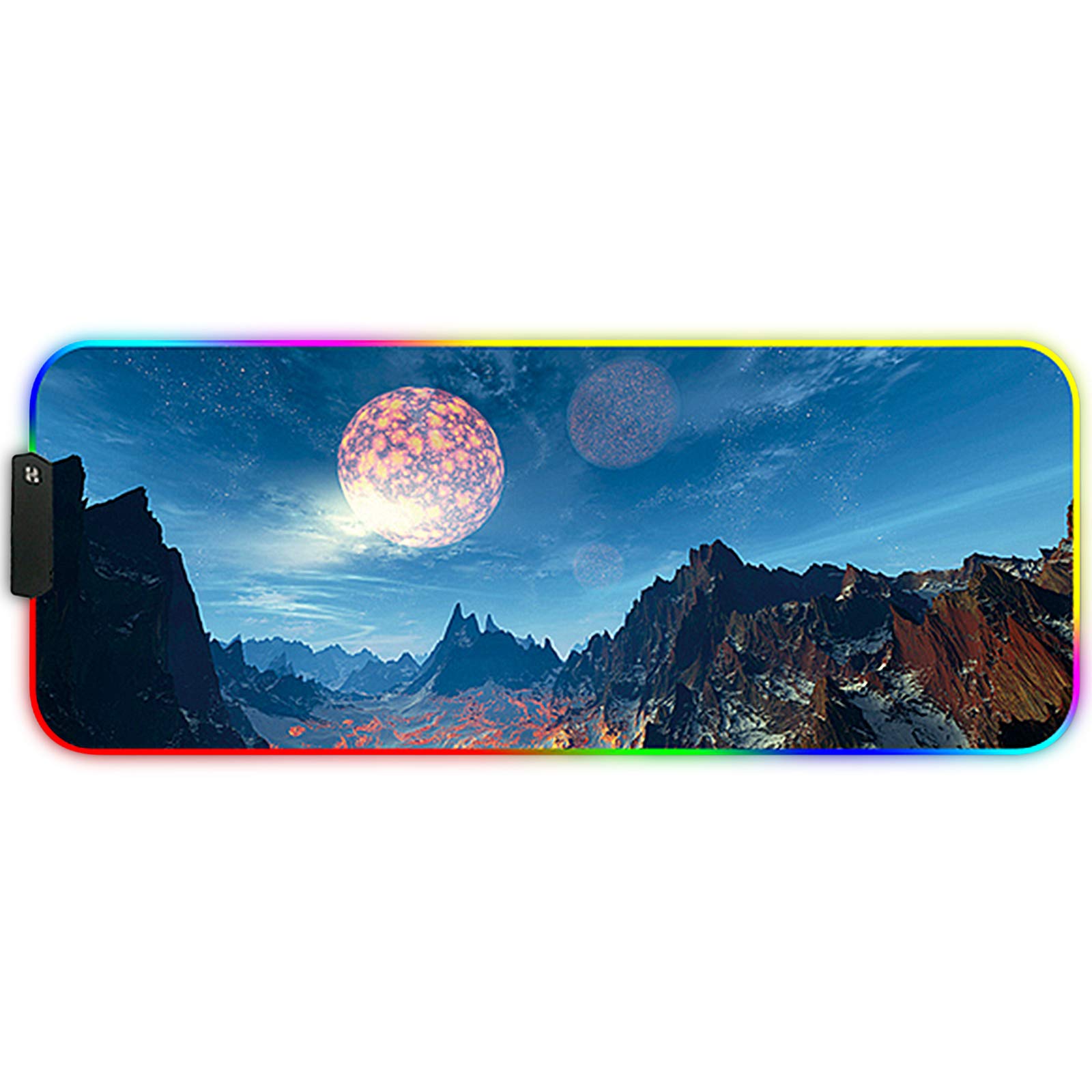 DORRISO Large RGB Gaming Mouse Mat Pads 800x300x4mm Led Mousepad Soft Computer Keyboard Mice Mat for MacBook, PC, Laptop, Desk Gaming Mouse Pads Blue B