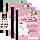 Mintra Office Primary Ruled Composition Books (Primary Ruled - Pastel - Full Sheet, 4 Pack)
