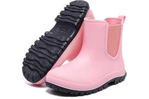 Toddler Rain Boots Kids Rubber Boots Waterproof Easy-On Water Shoes for Girls and Boys, Non-Slip Kids Boots Comfortable For C